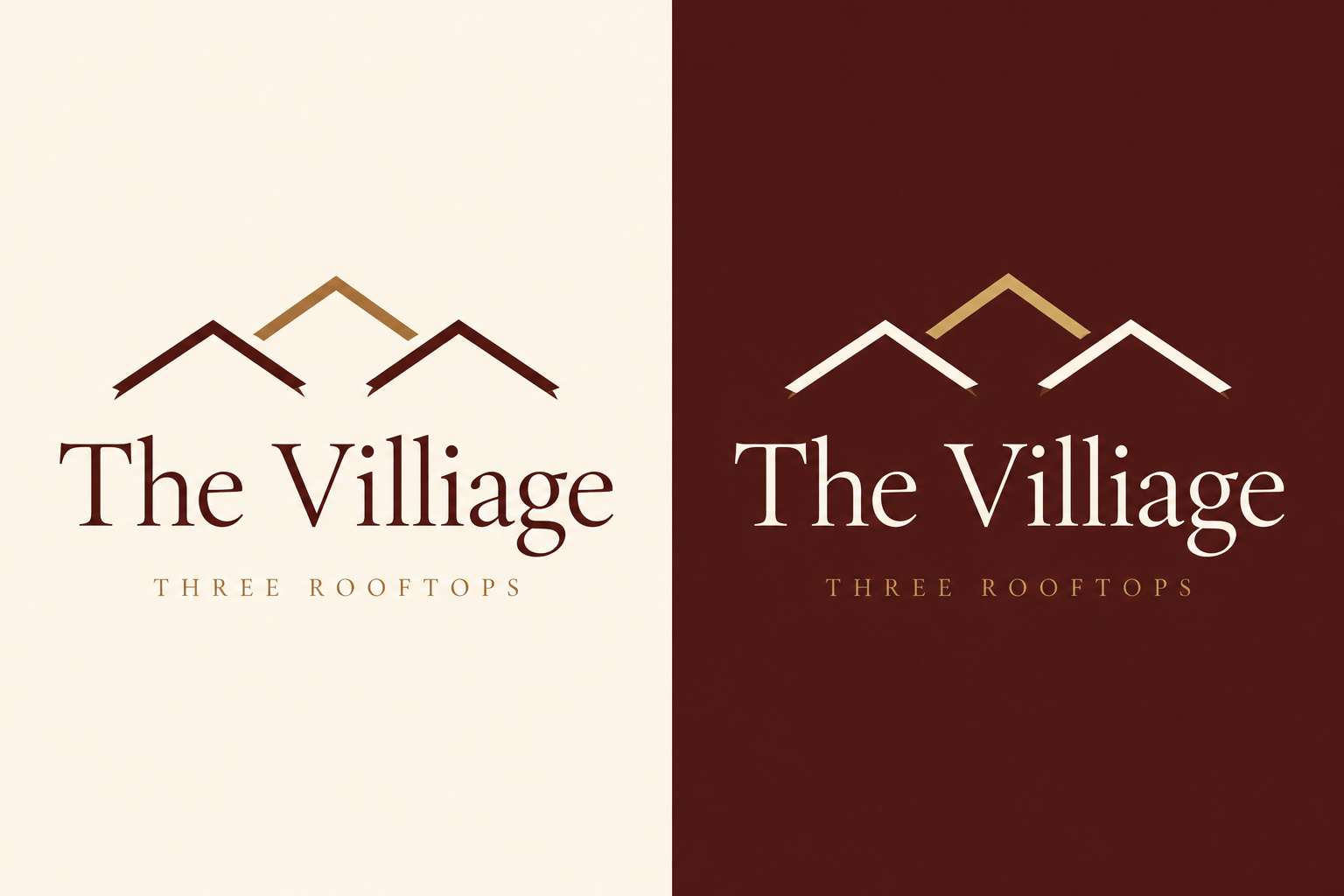Three Rooftops logo board showing light and dark treatments